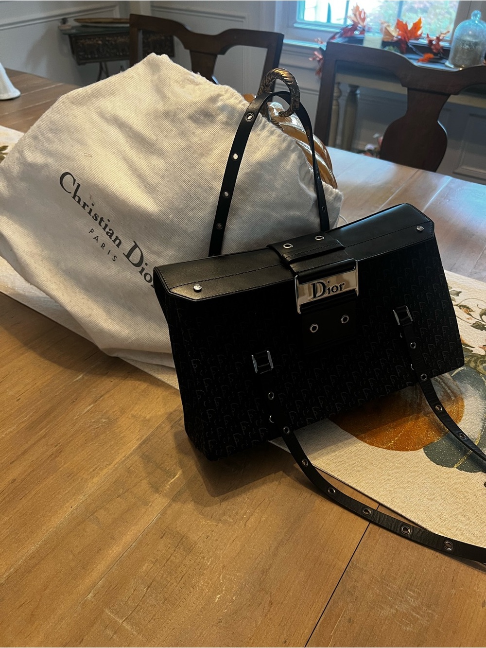 Dior Black Signature Monogram Top-Handle Satchel
